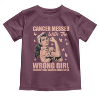 Strong Girl Endometrial Cancer Toddler T Shirt Cancer Messed With The Wrong Girl