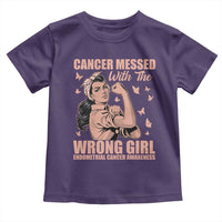 Strong Girl Endometrial Cancer Toddler T Shirt Cancer Messed With The Wrong Girl