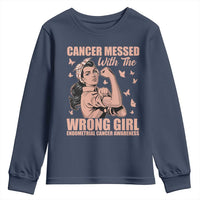 Strong Girl Endometrial Cancer Youth Sweatshirt Cancer Messed With The Wrong Girl