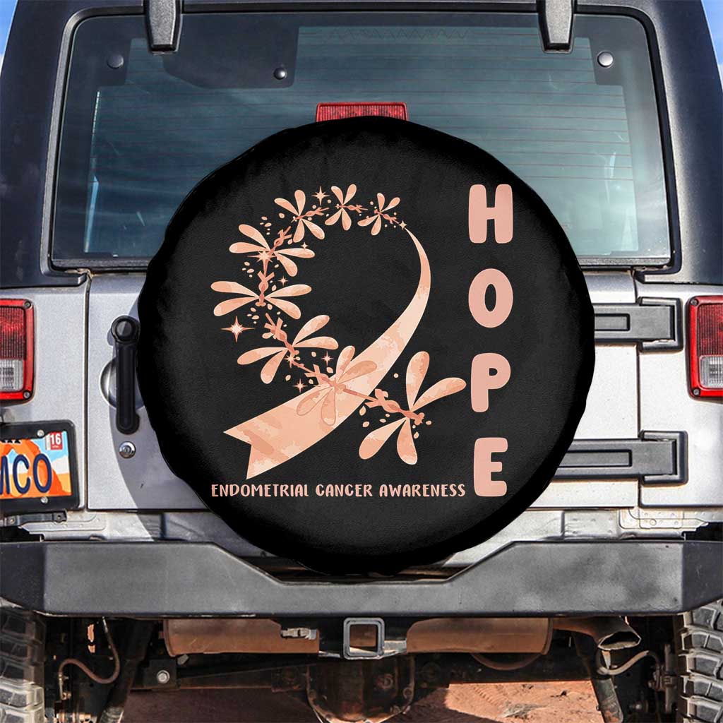 Peach Dragonfly Endometrial Cancer Spare Tire Cover Hope And Strength