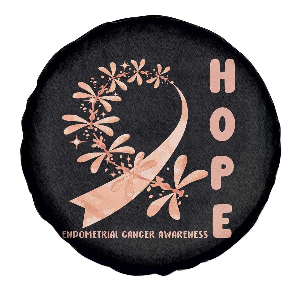 Peach Dragonfly Endometrial Cancer Spare Tire Cover Hope And Strength
