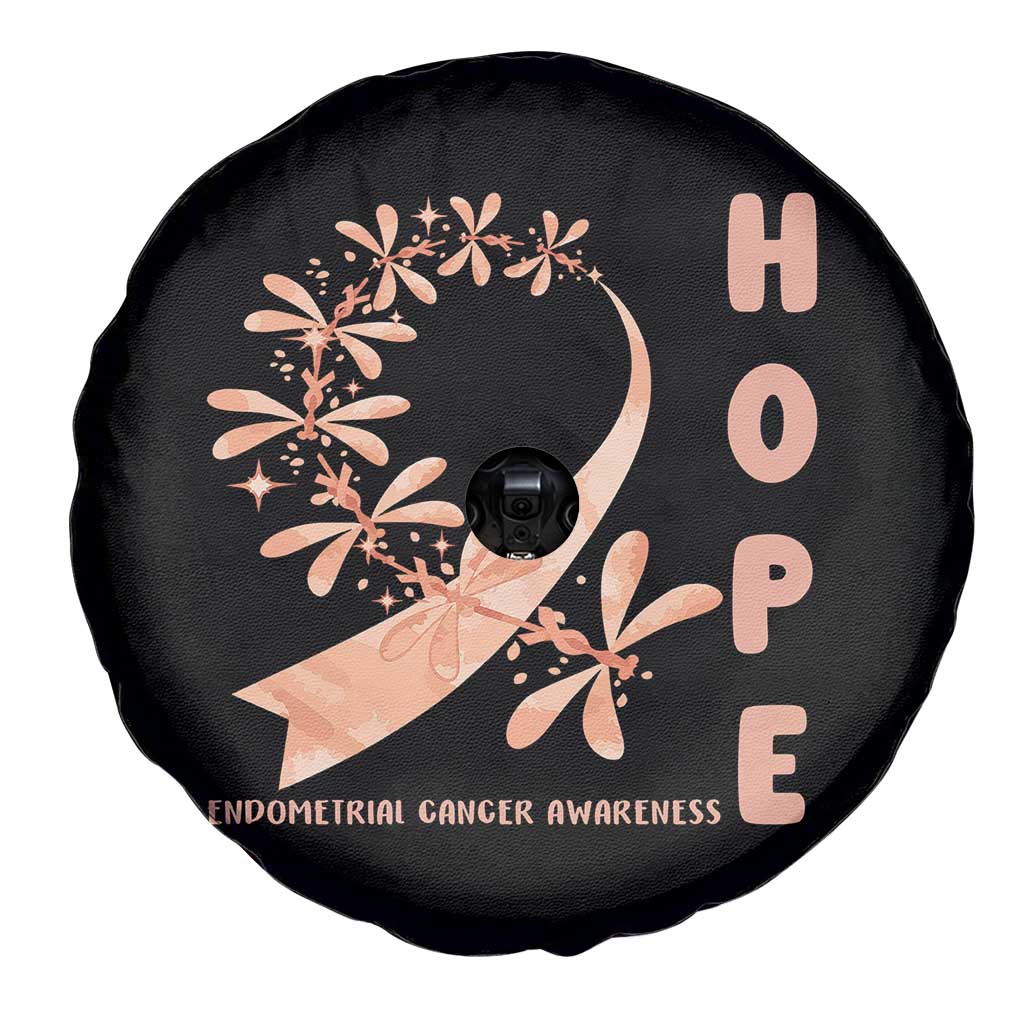 Peach Dragonfly Endometrial Cancer Spare Tire Cover Hope And Strength