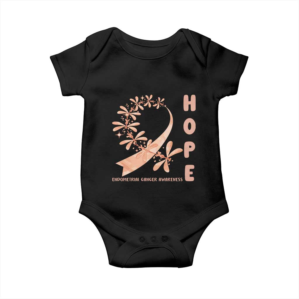 Peach Dragonfly Endometrial Cancer Baby Onesie Hope And Strength