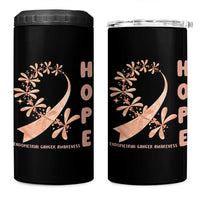 Peach Dragonfly Endometrial Cancer 4 in 1 Can Cooler Tumbler Hope And Strength