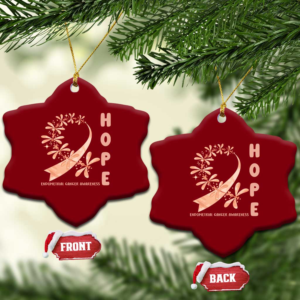 Peach Dragonfly Endometrial Cancer Ceramic Ornament Hope And Strength
