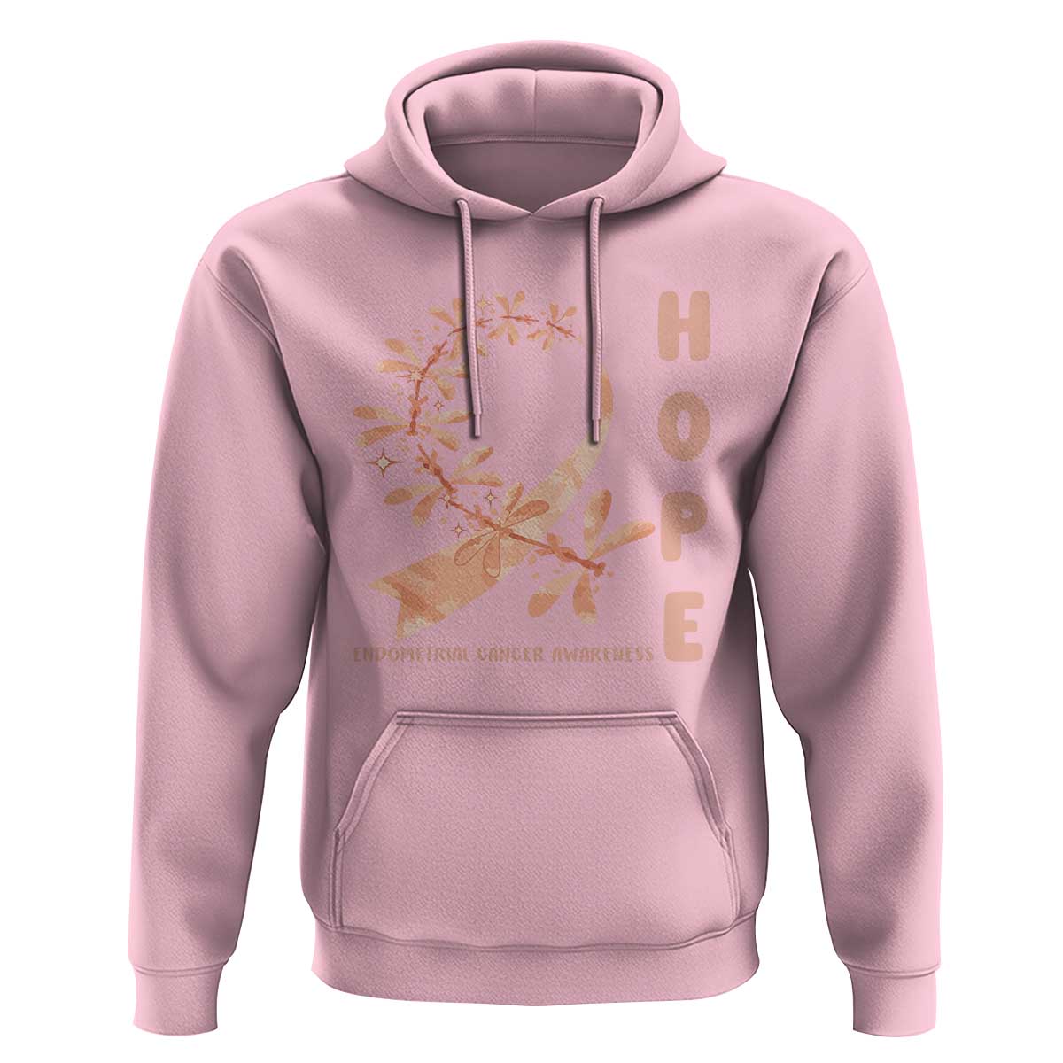 Peach Dragonfly Endometrial Cancer Hoodie Hope And Strength