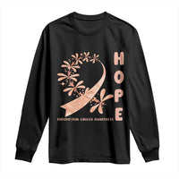 Peach Dragonfly Endometrial Cancer Long Sleeve Shirt Hope And Strength