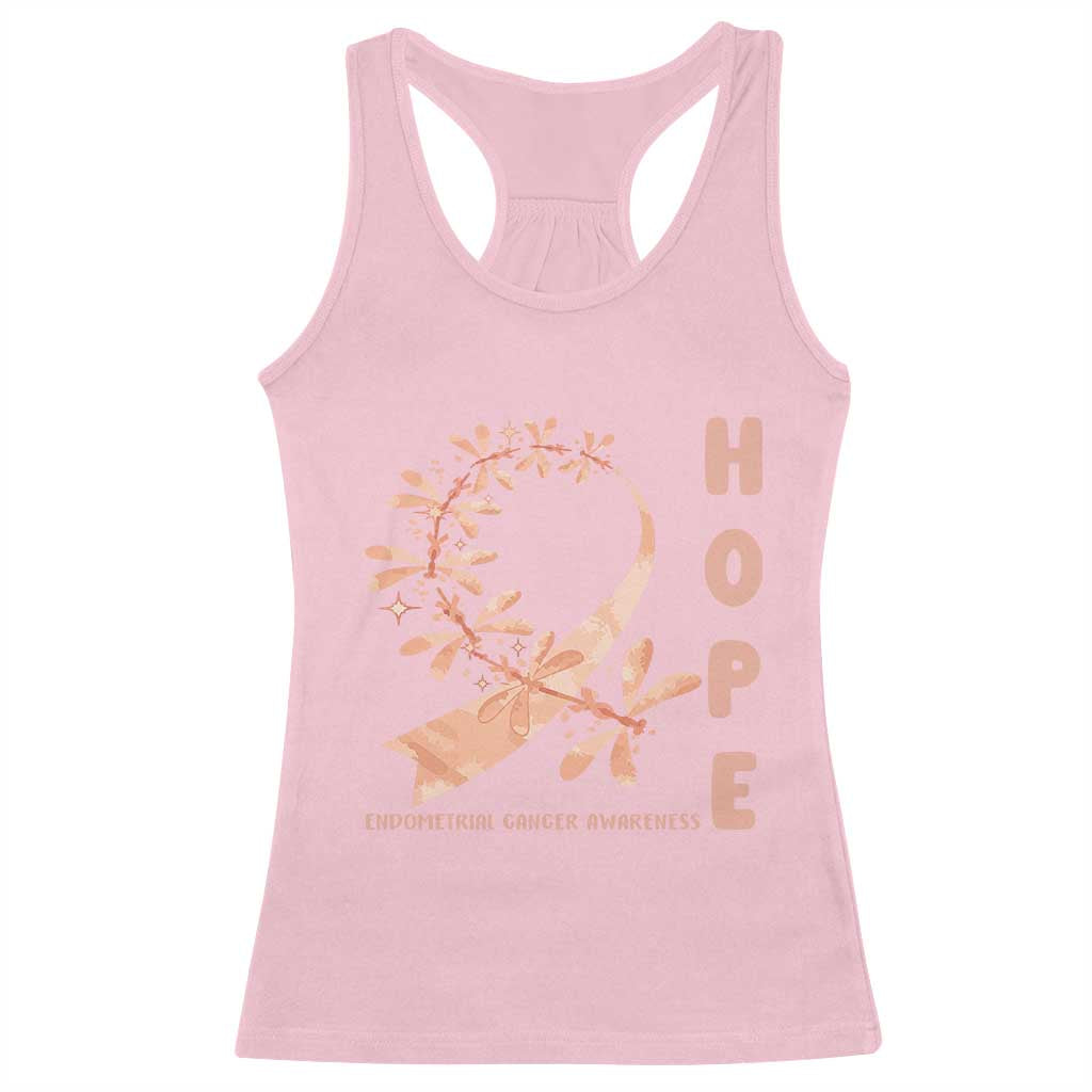 Peach Dragonfly Endometrial Cancer Racerback Tank Top Hope And Strength