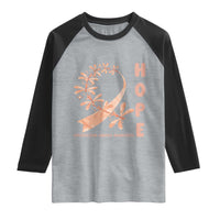 Peach Dragonfly Endometrial Cancer Raglan Shirt Hope And Strength