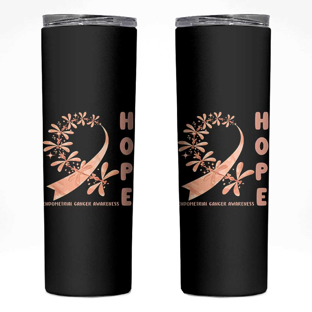 Peach Dragonfly Endometrial Cancer Skinny Tumbler Hope And Strength