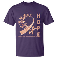 Peach Dragonfly Endometrial Cancer T Shirt Hope And Strength