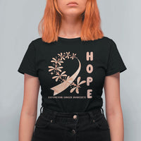 Peach Dragonfly Endometrial Cancer T Shirt For Women Hope And Strength