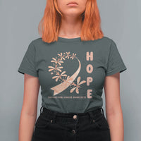 Peach Dragonfly Endometrial Cancer T Shirt For Women Hope And Strength