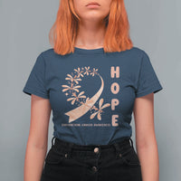 Peach Dragonfly Endometrial Cancer T Shirt For Women Hope And Strength