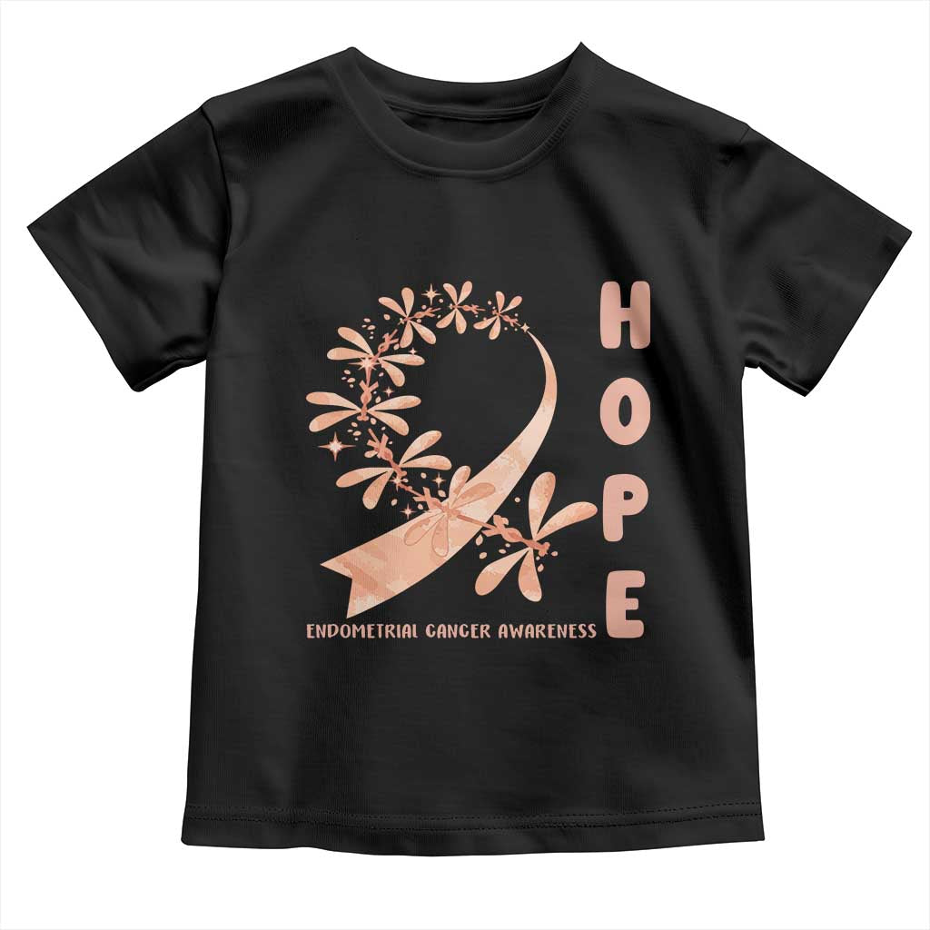 Peach Dragonfly Endometrial Cancer Toddler T Shirt Hope And Strength