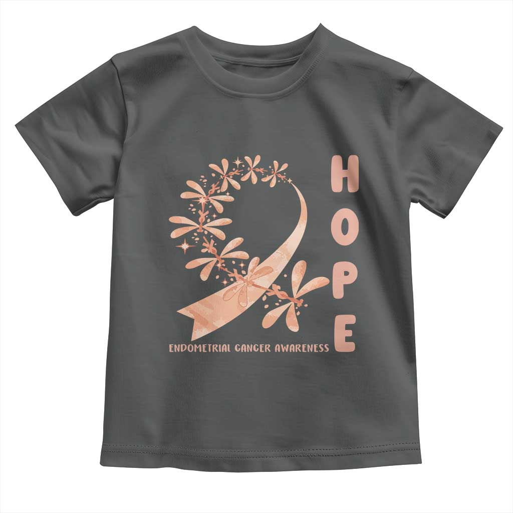 Peach Dragonfly Endometrial Cancer Toddler T Shirt Hope And Strength