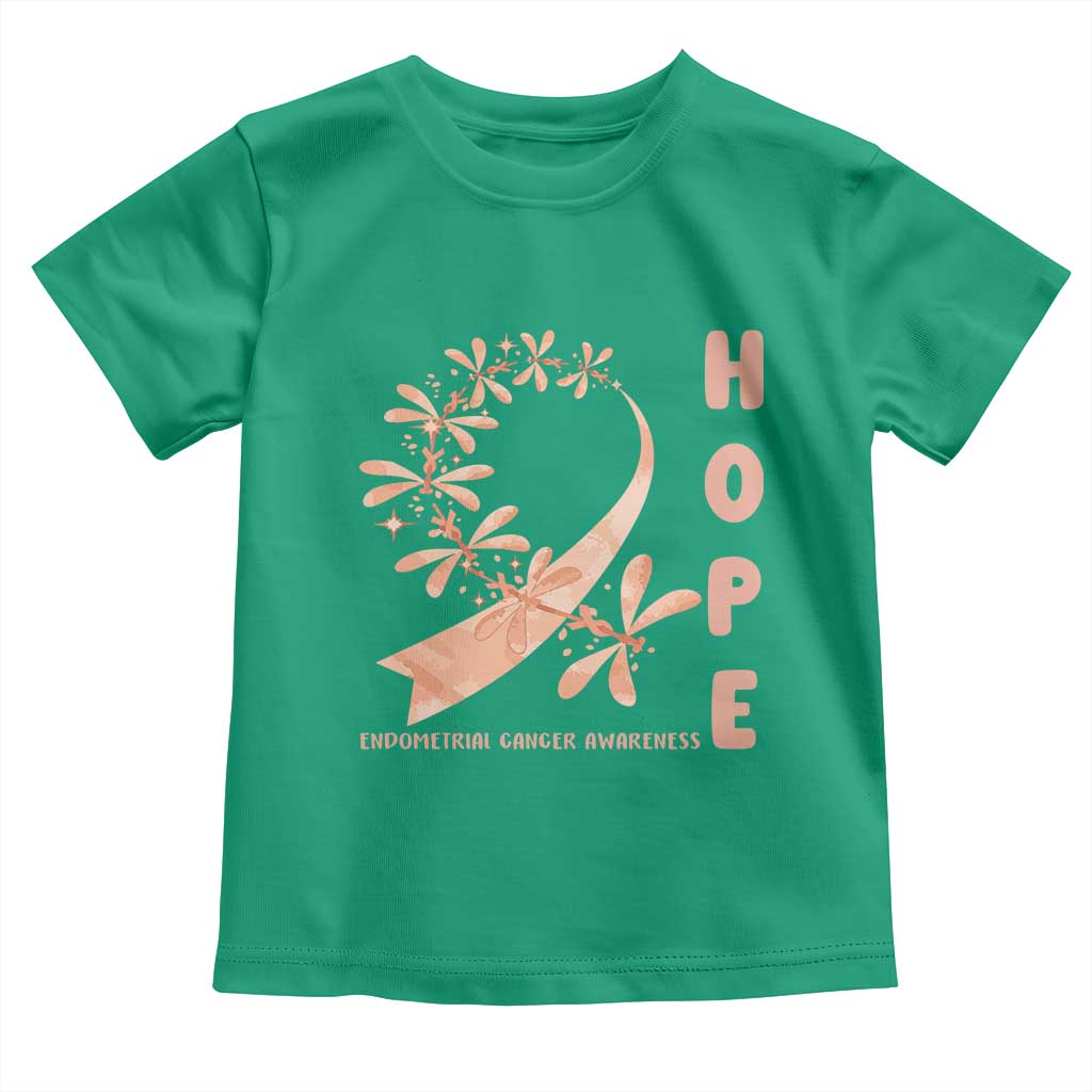 Peach Dragonfly Endometrial Cancer Toddler T Shirt Hope And Strength