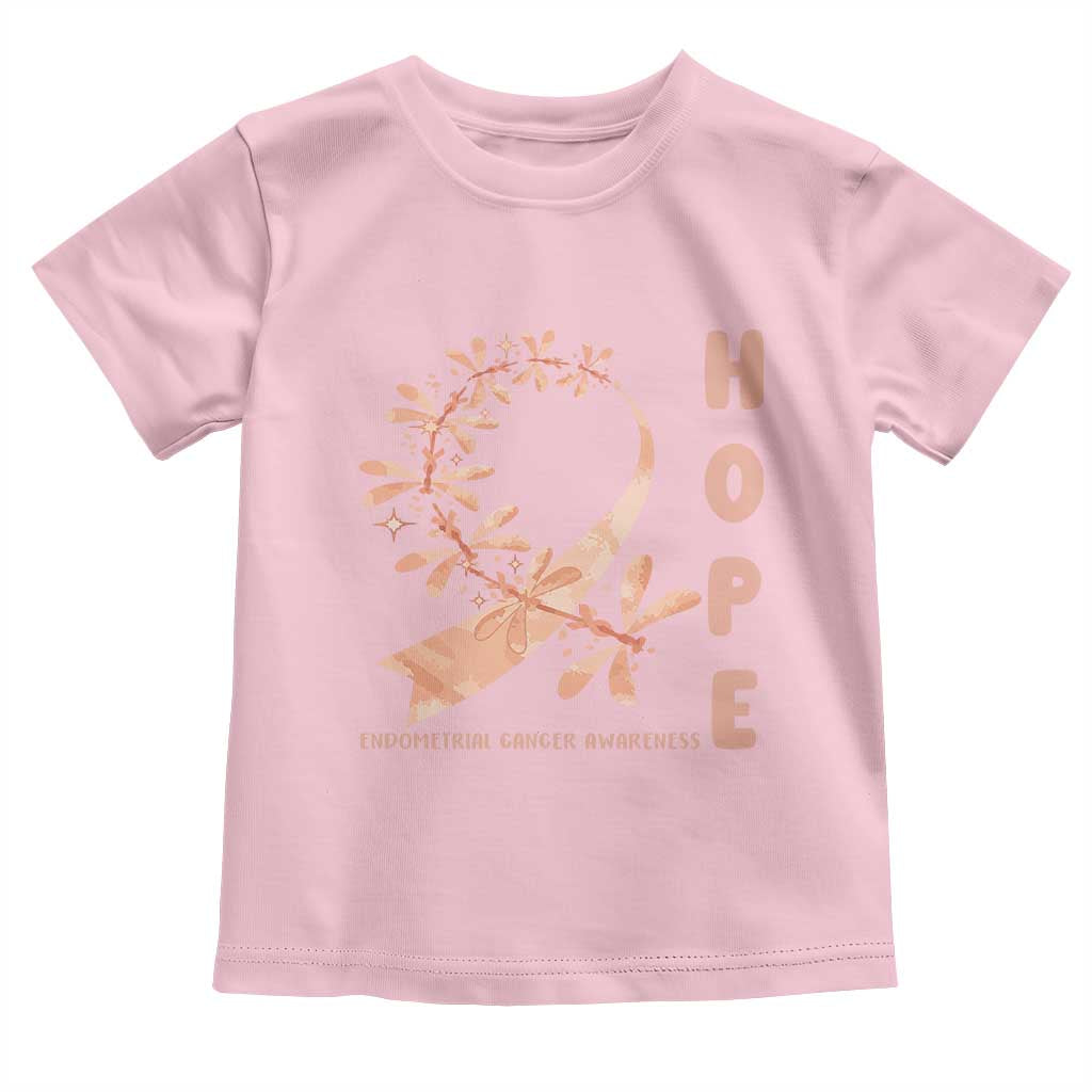 Peach Dragonfly Endometrial Cancer Toddler T Shirt Hope And Strength