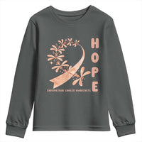 Peach Dragonfly Endometrial Cancer Youth Sweatshirt Hope And Strength
