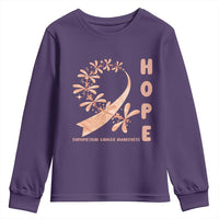 Peach Dragonfly Endometrial Cancer Youth Sweatshirt Hope And Strength