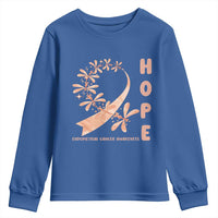 Peach Dragonfly Endometrial Cancer Youth Sweatshirt Hope And Strength