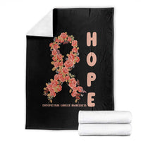 Endometrial Cancer Floral Ribbon Throw Blanket Hope Peach Ribbon Warrior