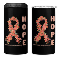 Endometrial Cancer Floral Ribbon 4 in 1 Can Cooler Tumbler Hope Peach Ribbon Warrior