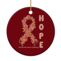 Endometrial Cancer Floral Ribbon Ceramic Ornament Hope Peach Ribbon Warrior