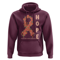 Endometrial Cancer Floral Ribbon Hoodie Hope Peach Ribbon Warrior