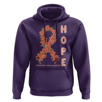 Endometrial Cancer Floral Ribbon Hoodie Hope Peach Ribbon Warrior