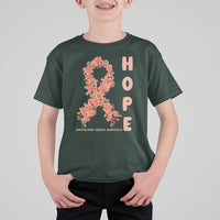 Endometrial Cancer Floral Ribbon T Shirt For Kid Hope Peach Ribbon Warrior