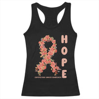 Endometrial Cancer Floral Ribbon Racerback Tank Top Hope Peach Ribbon Warrior