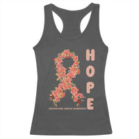 Endometrial Cancer Floral Ribbon Racerback Tank Top Hope Peach Ribbon Warrior