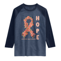 Endometrial Cancer Floral Ribbon Raglan Shirt Hope Peach Ribbon Warrior