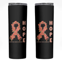 Endometrial Cancer Floral Ribbon Skinny Tumbler Hope Peach Ribbon Warrior