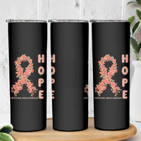 Endometrial Cancer Floral Ribbon Skinny Tumbler Hope Peach Ribbon Warrior