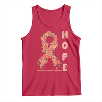 Endometrial Cancer Floral Ribbon Tank Top Hope Peach Ribbon Warrior