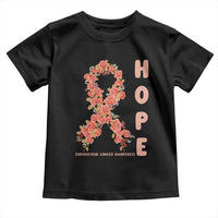 Endometrial Cancer Floral Ribbon Toddler T Shirt Hope Peach Ribbon Warrior