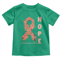 Endometrial Cancer Floral Ribbon Toddler T Shirt Hope Peach Ribbon Warrior