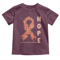 Endometrial Cancer Floral Ribbon Toddler T Shirt Hope Peach Ribbon Warrior