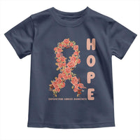 Endometrial Cancer Floral Ribbon Toddler T Shirt Hope Peach Ribbon Warrior