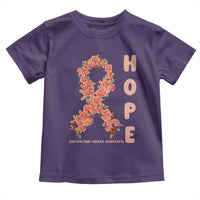 Endometrial Cancer Floral Ribbon Toddler T Shirt Hope Peach Ribbon Warrior