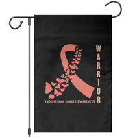 Endometrial Cancer Warrior Fighter Butterfly Garden Flag Peach Ribbon Hope
