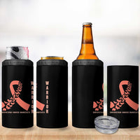 Endometrial Cancer Warrior Fighter Butterfly 4 in 1 Can Cooler Tumbler Peach Ribbon Hope