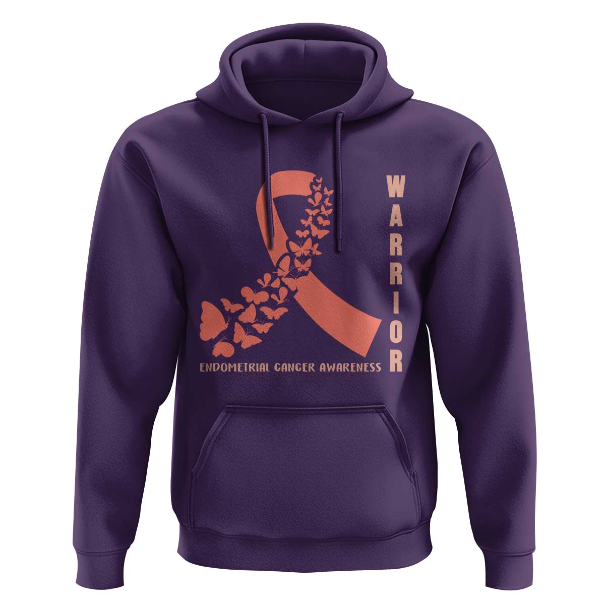 Endometrial Cancer Warrior Fighter Butterfly Hoodie Peach Ribbon Hope