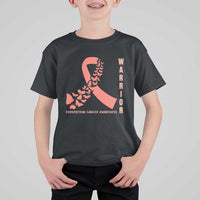 Endometrial Cancer Warrior Fighter Butterfly T Shirt For Kid Peach Ribbon Hope