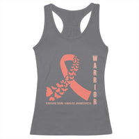Endometrial Cancer Warrior Fighter Butterfly Racerback Tank Top Peach Ribbon Hope