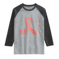 Endometrial Cancer Warrior Fighter Butterfly Raglan Shirt Peach Ribbon Hope