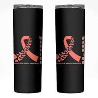 Endometrial Cancer Warrior Fighter Butterfly Skinny Tumbler Peach Ribbon Hope