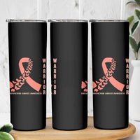Endometrial Cancer Warrior Fighter Butterfly Skinny Tumbler Peach Ribbon Hope